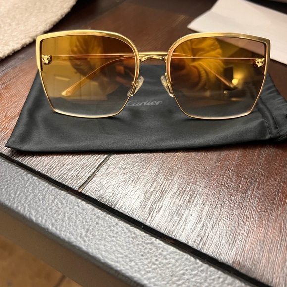 Cartier Gold Sunglasses with Gradient Brown Lenses - Picture 2 of 4